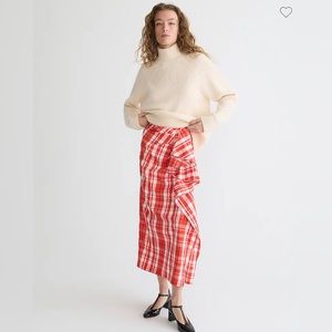 NWT J. Crew Long ruffle skirt in plaid